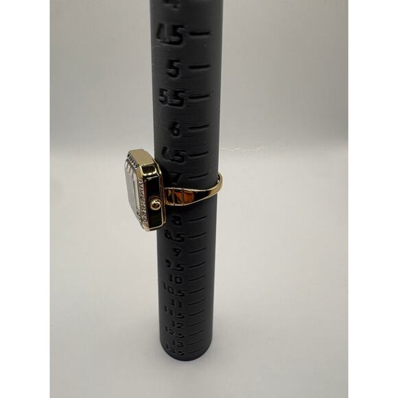 Anne Klein Women Watch Ring Gold-Tone Black Dial Square Crystal Bezel Box Gold main image 4